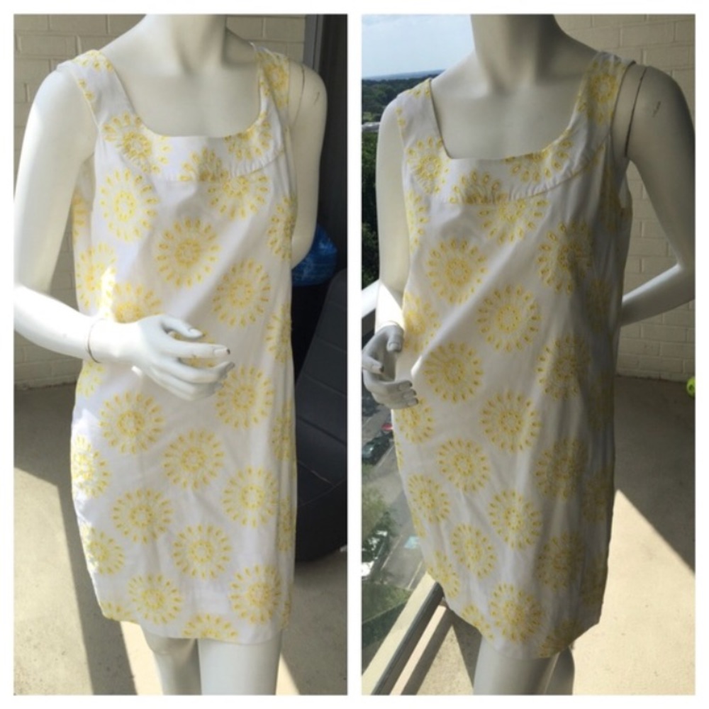 New York and Company White Sundress with Yellow Pattern